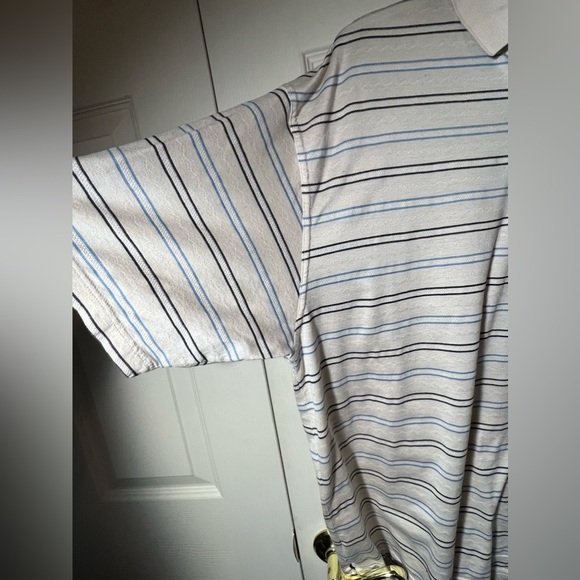 Ping Collection Golf Polo Tan/Beige Blue Black Stripes Sz L - Picture 4 of 11
